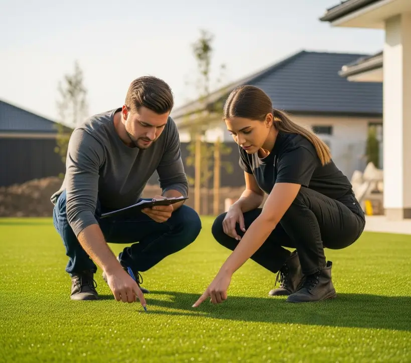 Final Quality Check of Artificial Turf Installation