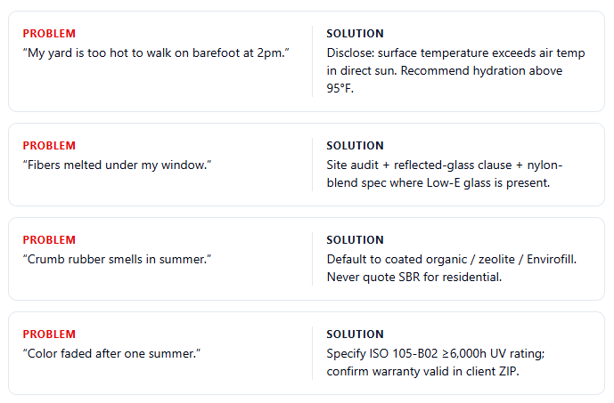 Common post-install complaints and the contract language that prevents them.
