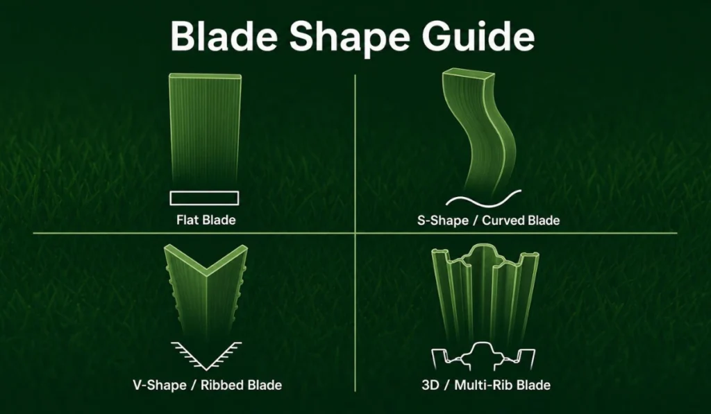 artificial grass blade shape guide infographic