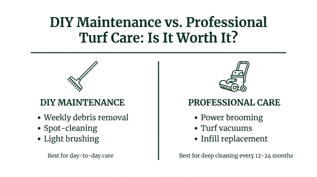 How To Maintain Artificial Turf: A Practical Maintenance Guide 2 diy maintenance vs. professional turf care