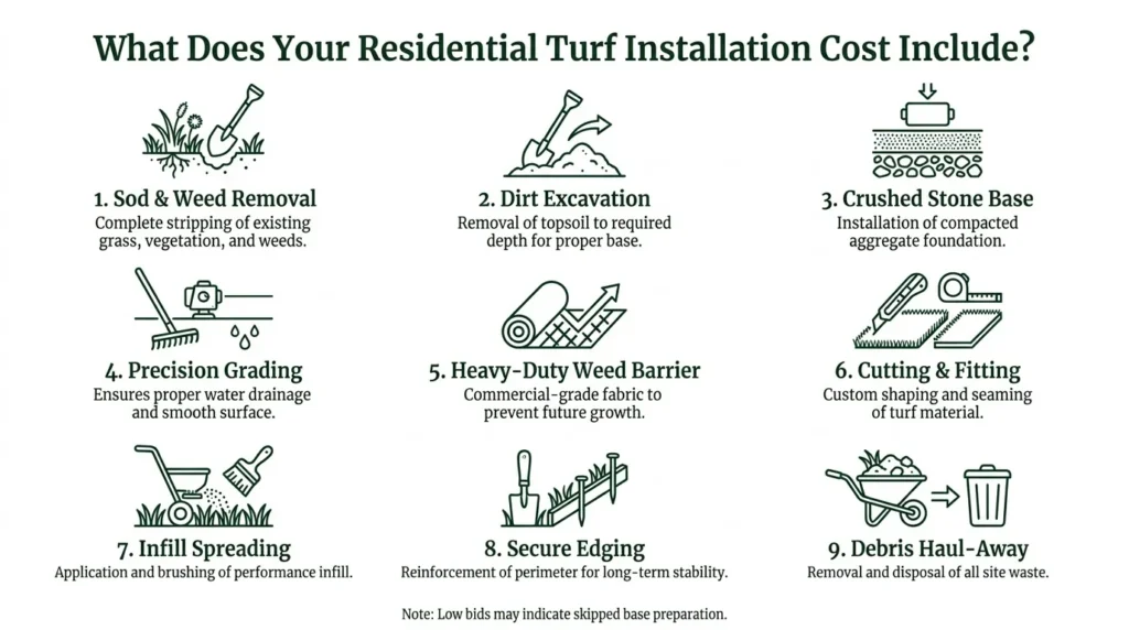 Residential Artificial Turf Cost: A Homeowner’s Pricing Guide 2 what does your residential turf installation cost include