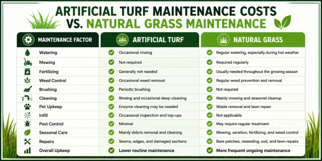 artificial turf maintenance costs