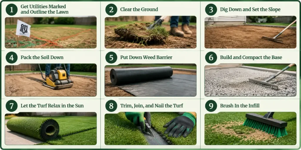how to install artificial turf on dirt